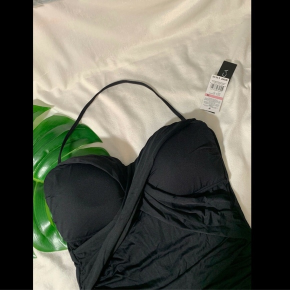 NWT $99 La Blanca Bandeau‎ One-Piece Swimsuit in Black [SZ 10 ] - Picture 4 of 8